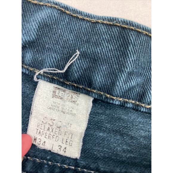 Vtg Levis 550 Jeans Women 32 x‎ 30 Dark Teal Blue Relaxed Altered Hem High Rise - Picture 5 of 13